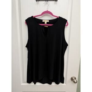 Woman’s Michael Kors Black Sleeveless Top Gold Bar Detail Plus Size 2X